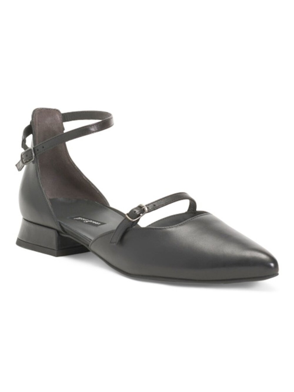 $450 PAUL GREEN Leather Vivien Ankle Wrap Pumps POINTY FLAT BLACK 9.5 US (A2)
